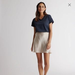 Quince 100% Washable Silk Mini Skirt in Champagne